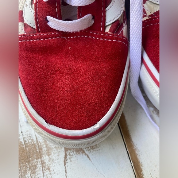 VANS Old Skool Red Checkerboard Sneakers canvas suede 7.5 skateboard streetwear - Picture 5 of 15
